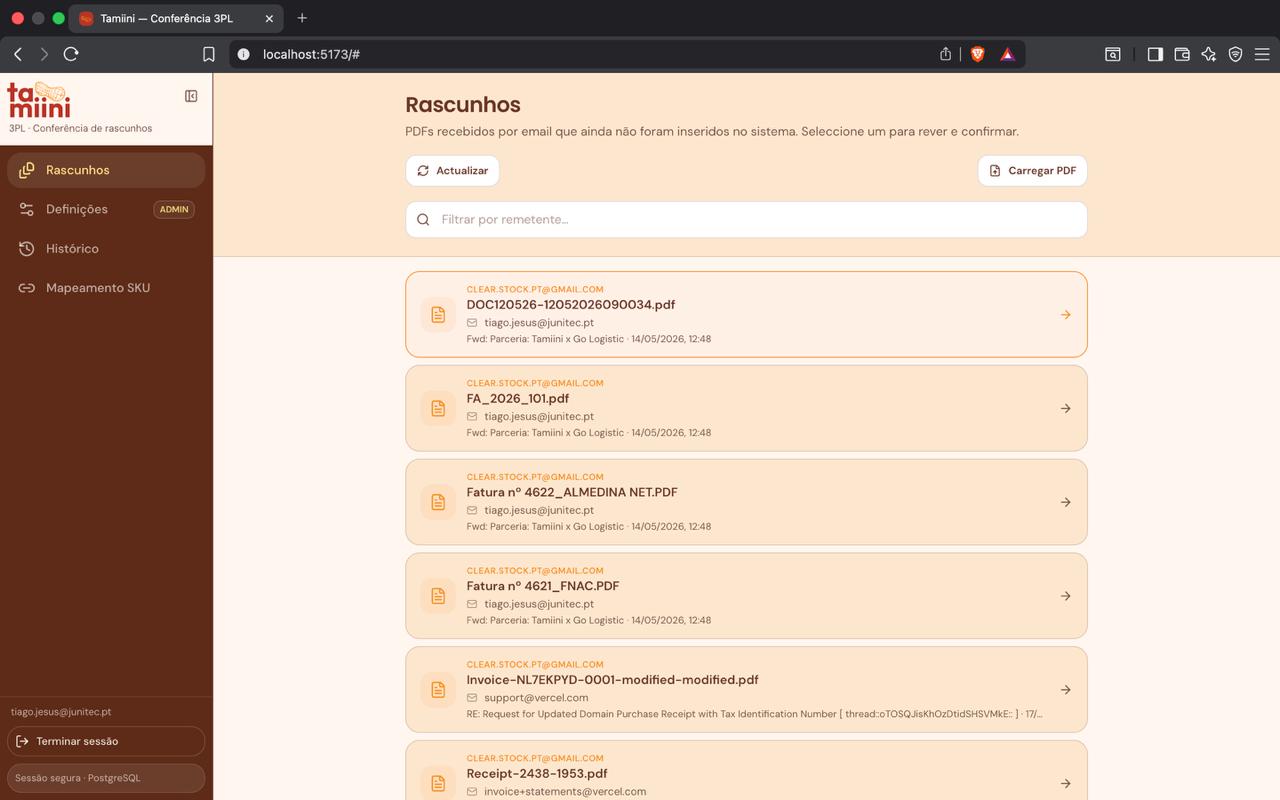Lista de rascunhos no Tamiini PDF Dock